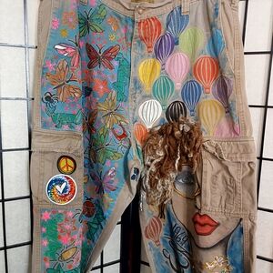 Upcycled Jordan Craig Multicolor Artistic Cargo Shorts